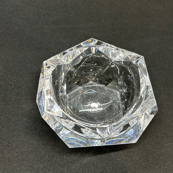 Val St Lambert Crystal Ashtray Diamond Cut Faceted - Picture 10 of 11